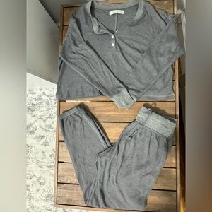 Gray Waffle Knit Pajama Set